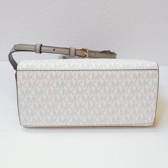 Michael Kors Avril Small Top Zip Satchel Shoulder Bag MK White Grey - Picture 3 of 7